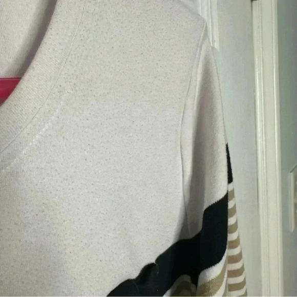 Alia Shirt Striped 3/4 Sleeves Tan/White/Black Size Medium - Picture 8 of 16